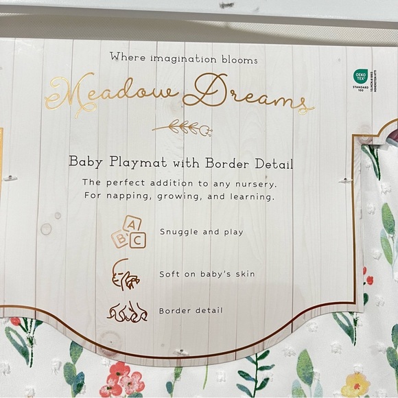 Meadow Dreams Baby Playmat with Border Round White/Pink Amelia Floral 36" X 36" - Picture 2 of 10